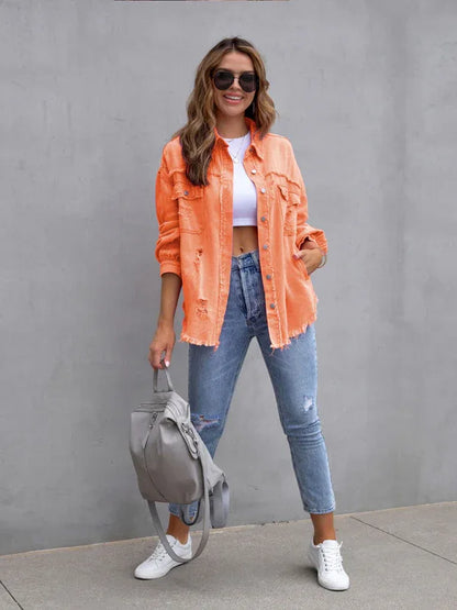 Raw Edge Ripped Denim Jacket – EPROLO Street Rebel Vibe - Shello's Creative Boutique
