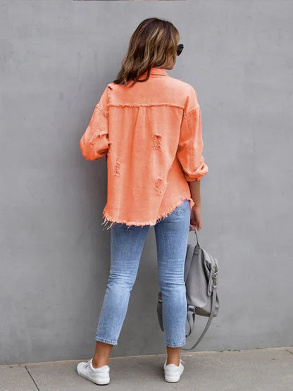 Raw Edge Ripped Denim Jacket – EPROLO Street Rebel Vibe - Shello's Creative Boutique