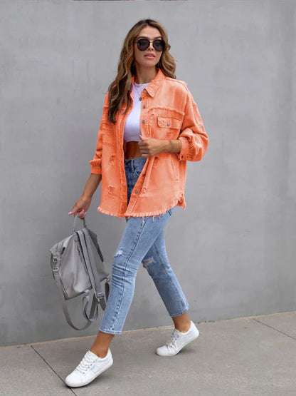 Raw Edge Ripped Denim Jacket – EPROLO Street Rebel Vibe - Shello's Creative Boutique