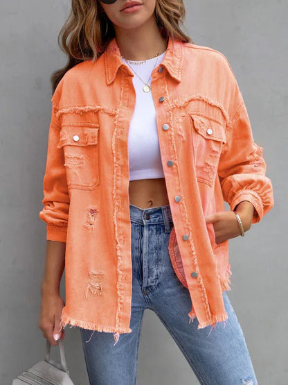 Raw Edge Ripped Denim Jacket – EPROLO Street Rebel Vibe - Shello's Creative Boutique