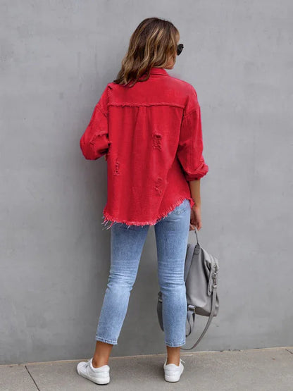 Raw Edge Ripped Denim Jacket – EPROLO Street Rebel Vibe - Shello's Creative Boutique