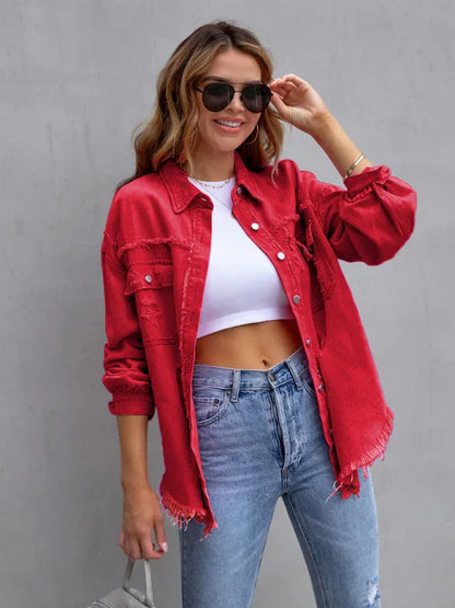 Raw Edge Ripped Denim Jacket – EPROLO Street Rebel Vibe - Shello's Creative Boutique