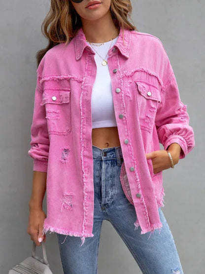 Raw Edge Ripped Denim Jacket – EPROLO Street Rebel Vibe - Shello's Creative Boutique