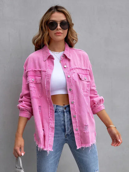 Raw Edge Ripped Denim Jacket – EPROLO Street Rebel Vibe - Shello's Creative Boutique