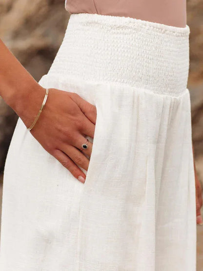 Women's Casual Wide-Leg Slub Cotton Loose Trousers | Relaxed & Stylish Everyday Wear - Shello's Creative Boutique