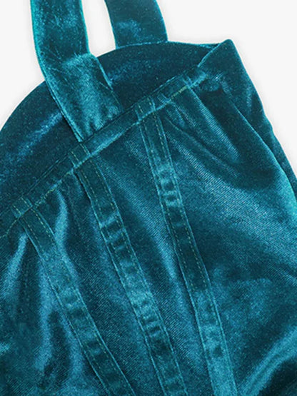 Women Velvet Imitation Herringbone Shirring Waist Bag Hip Dress – Luxe Elegance - Shello's Creative Boutique