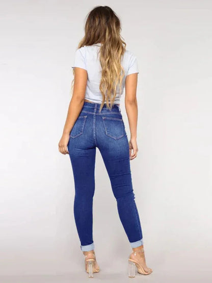 Women’s Trendy Fashion Ripped Washed Jeans - Shello's Creative Boutique