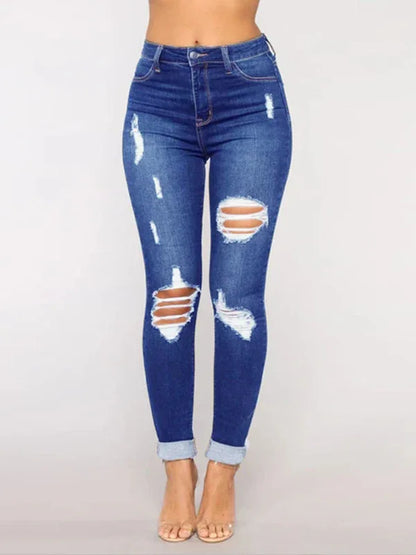 Women’s Trendy Fashion Ripped Washed Jeans - Shello's Creative Boutique