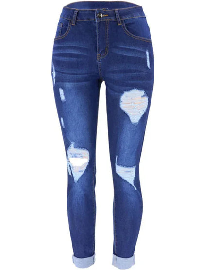 Women’s Trendy Fashion Ripped Washed Jeans - Shello's Creative Boutique