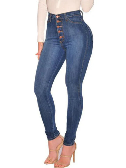 Women's Fashion Versatile High Waist High Elastic Hip Lift Jeans - Shello's Creative Boutique
