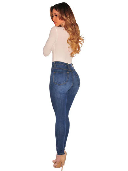Women's Fashion Versatile High Waist High Elastic Hip Lift Jeans - Shello's Creative Boutique