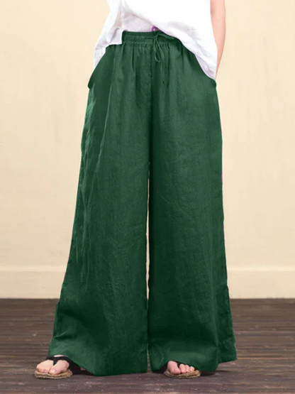 Women's Solid Color Linen Loose Wide-Leg Pants – Effortless Comfort, Timeless Elegance - Shello's Creative Boutique