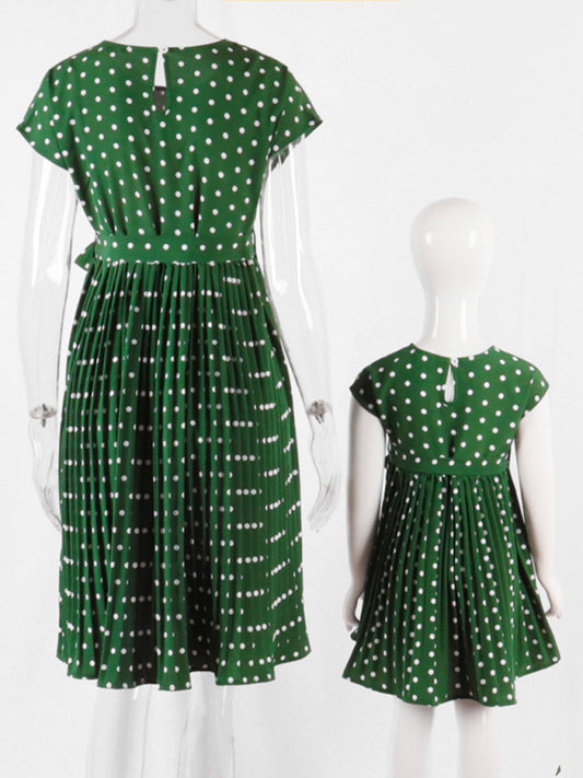 Women's Woven Polka Dot Pleated Midi Dress Shello's Creative Boutique