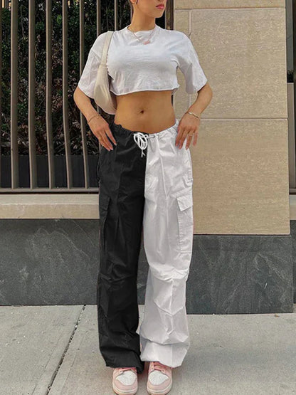 Women's High Waist Wide Leg Loose Tether Straight Leg Cargo Pants – A Chic Blend of Comfort & Utility - Shello's Creative Boutique
