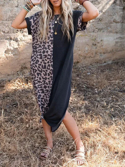 Women's Leopard Print Dress – Trendy Hip Skirt Design for Spring-Summer Elegance - Shello's Creative Boutique