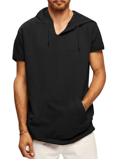 Men's knitted all-match casual hooded short-sleeved T-shirt Shello's Creative Boutique