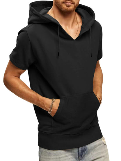 Men's knitted all-match casual hooded short-sleeved T-shirt Shello's Creative Boutique