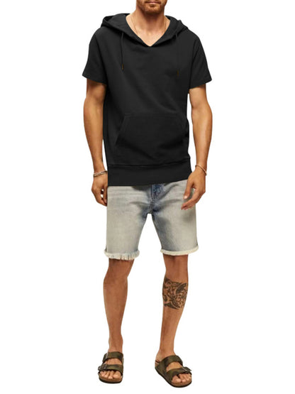 Men's knitted all-match casual hooded short-sleeved T-shirt Shello's Creative Boutique