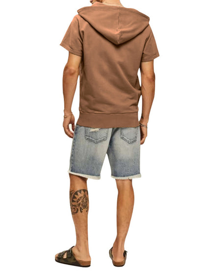 Men's knitted all-match casual hooded short-sleeved T-shirt Shello's Creative Boutique