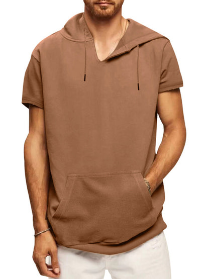 Men's knitted all-match casual hooded short-sleeved T-shirt Shello's Creative Boutique