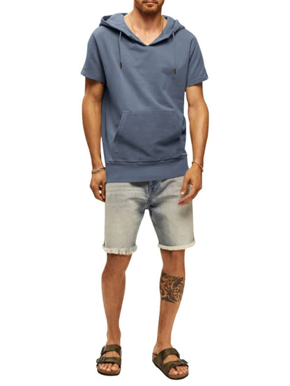 Men's knitted all-match casual hooded short-sleeved T-shirt Shello's Creative Boutique