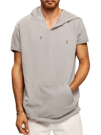 Men's knitted all-match casual hooded short-sleeved T-shirt Shello's Creative Boutique