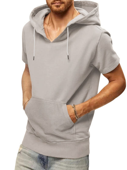 Men's knitted all-match casual hooded short-sleeved T-shirt Shello's Creative Boutique