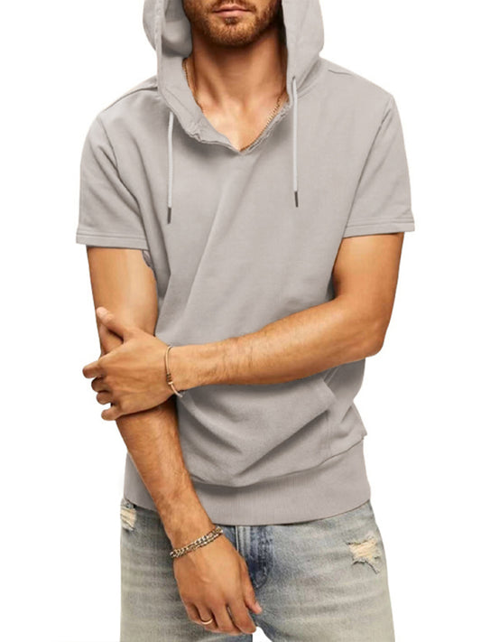 Men's knitted all-match casual hooded short-sleeved T-shirt Shello's Creative Boutique