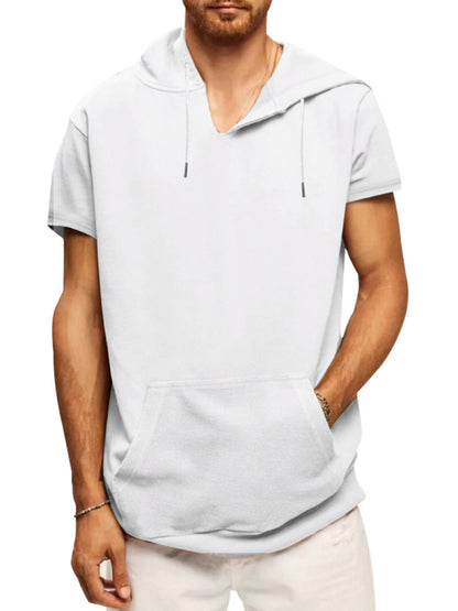 Men's knitted all-match casual hooded short-sleeved T-shirt Shello's Creative Boutique