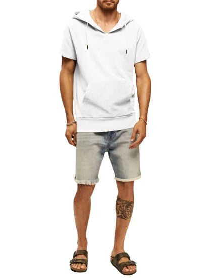 Men's knitted all-match casual hooded short-sleeved T-shirt Shello's Creative Boutique