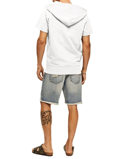 Men's knitted all-match casual hooded short-sleeved T-shirt Shello's Creative Boutique