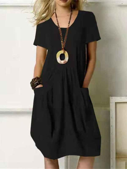 Women's Casual Loose Pocket Swing Dress - Shello's Creative Boutique