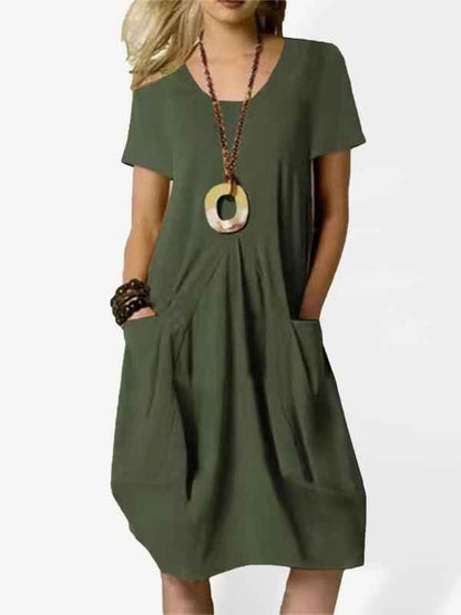 Women's Casual Loose Pocket Swing Dress - Shello's Creative Boutique