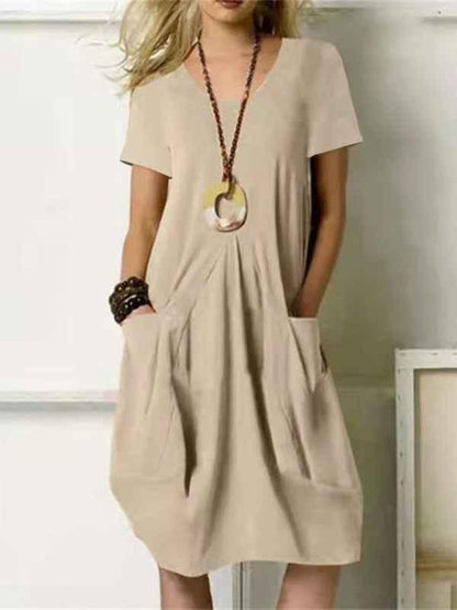 Women's Casual Loose Pocket Swing Dress - Shello's Creative Boutique