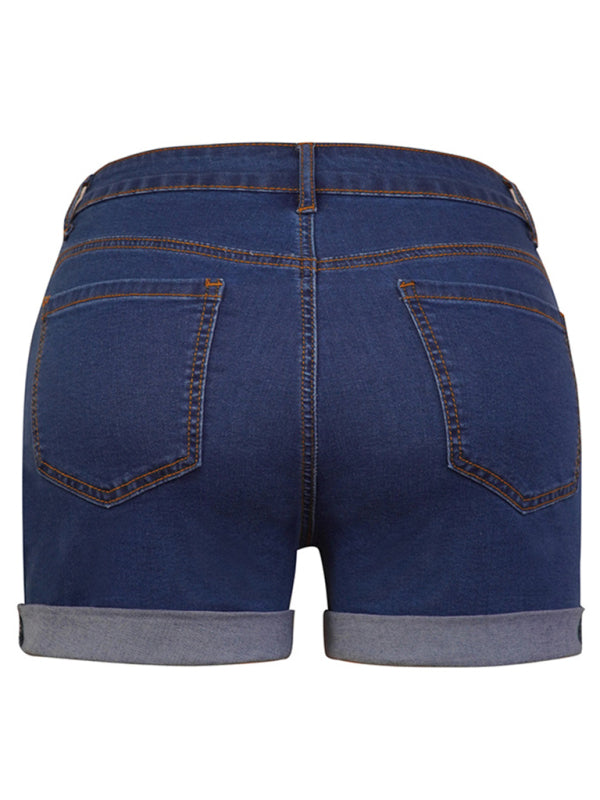 Stylish simple high elastic women's denim shorts Shello Creative Boutique