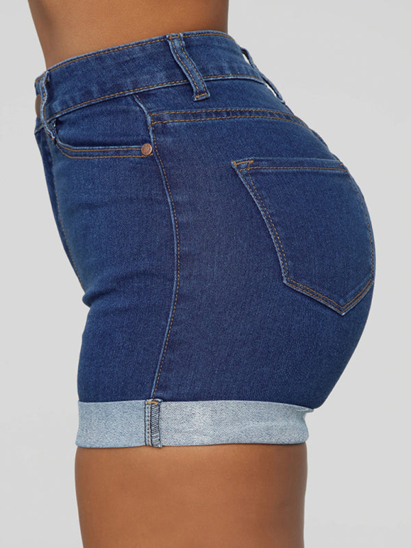 Stylish simple high elastic women's denim shorts Shello Creative Boutique