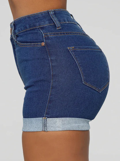 Stylish High Elastic Women's Denim Shorts – FlexFit Edition - Shello's Creative Boutique