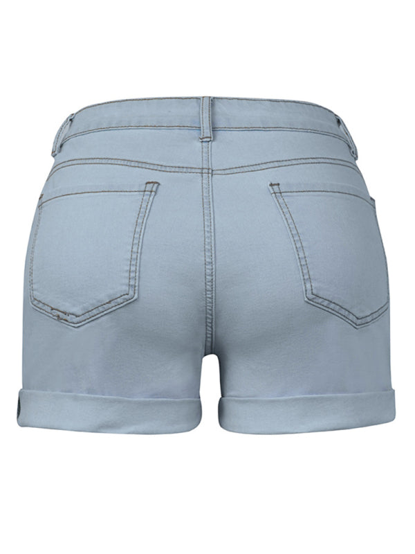 Stylish simple high elastic women's denim shorts Shello Creative Boutique