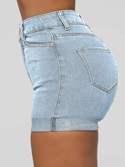 Stylish High Elastic Women's Denim Shorts – FlexFit Edition - Shello's Creative Boutique
