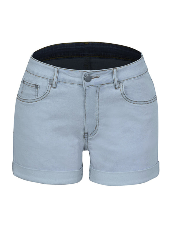 Stylish simple high elastic women's denim shorts Shello Creative Boutique