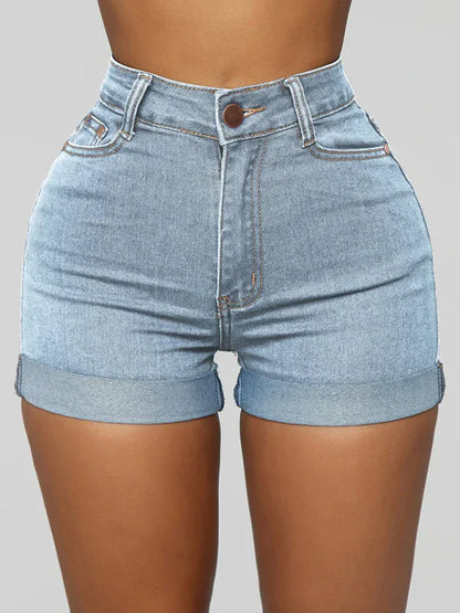 Stylish High Elastic Women's Denim Shorts – FlexFit Edition - Shello's Creative Boutique