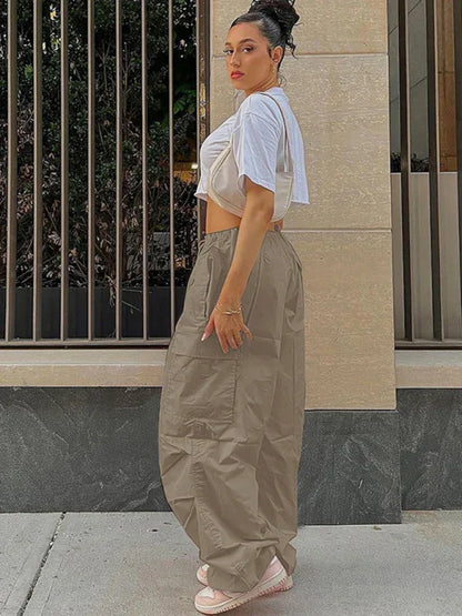 Large Size Loose Straight Overalls Women's High Waist Wide Leg Casual Pants - Shello's Creative Boutique