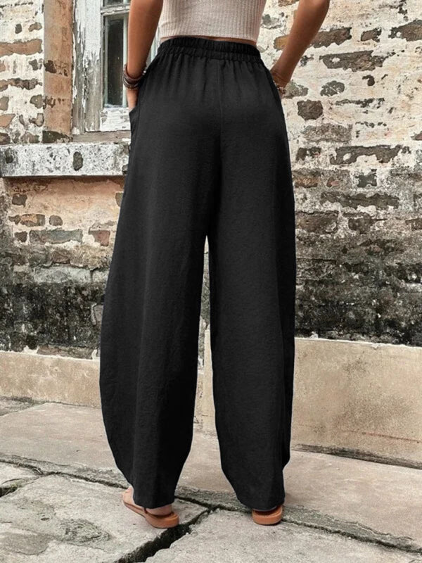 Women's Pants Solid Color Pocket Women's Casual Pants Elastic Pants Trousers Shello's Creative Boutique