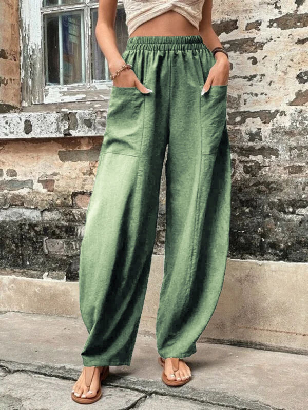 Women's Pants Solid Color Pocket Women's Casual Pants Elastic Pants Trousers Shello's Creative Boutique