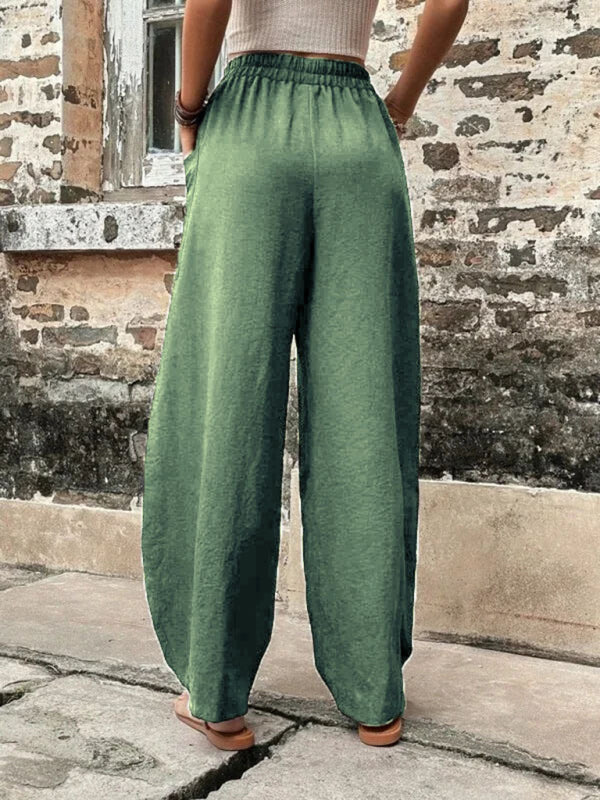 Women's Pants Solid Color Pocket Women's Casual Pants Elastic Pants Trousers Shello's Creative Boutique