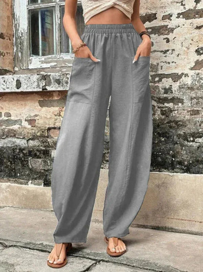 Women's Pocket Casual Elastic Pants – Effortless Style Meets All-Day Comfort - Shello's Creative Boutique