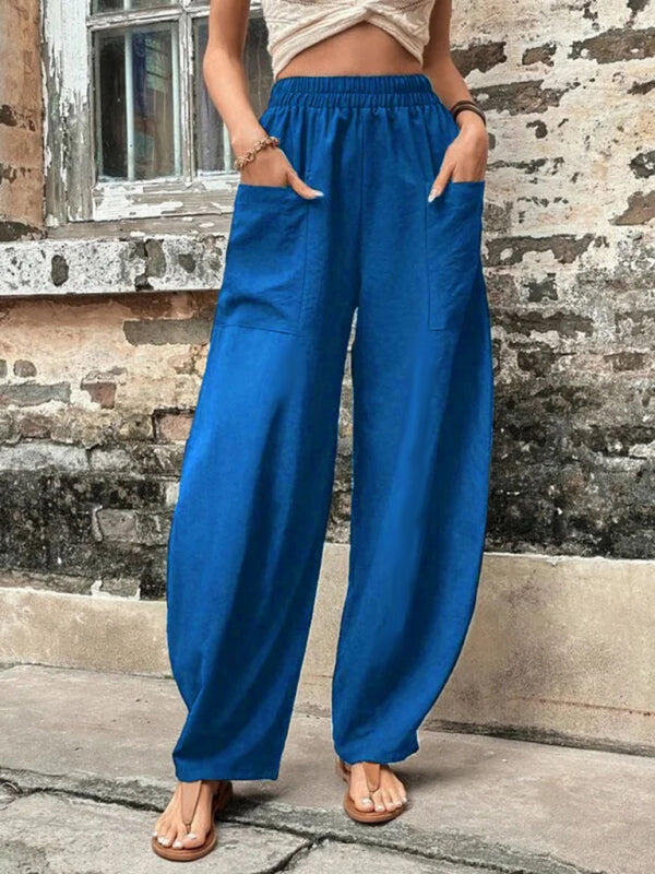 Women's Pants Solid Color Pocket Women's Casual Pants Elastic Pants Trousers Shello's Creative Boutique