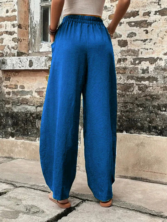 Women's Pants Solid Color Pocket Women's Casual Pants Elastic Pants Trousers Shello's Creative Boutique