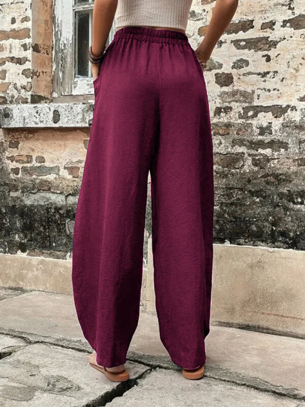 Women's Pants Solid Color Pocket Women's Casual Pants Elastic Pants Trousers Shello's Creative Boutique