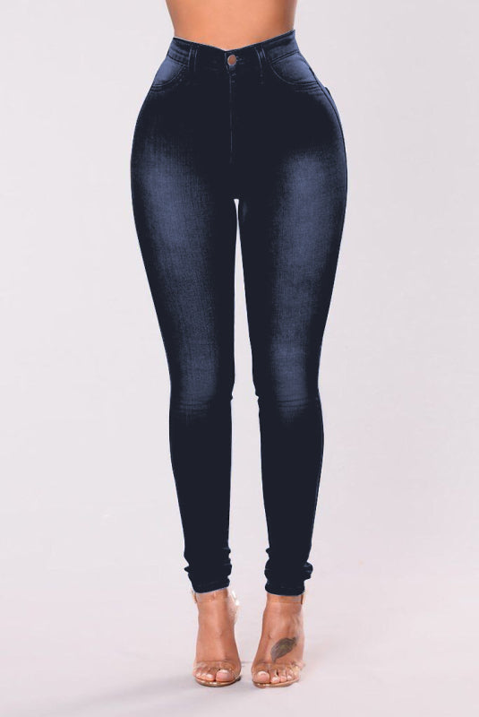 Women's Solid Color Slim High Stretch Denim Pencil Pants Shello Creative Boutique